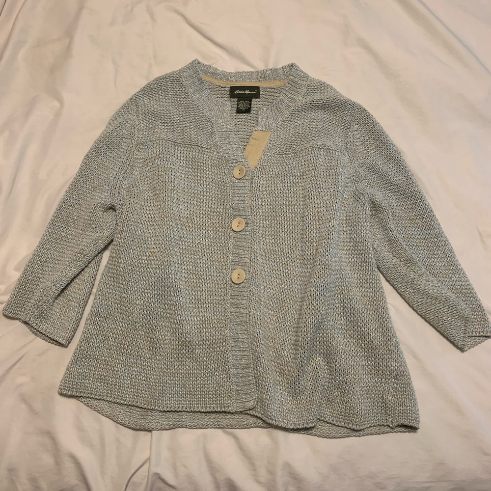 Eddie Bauer blue knit sweater cardigan